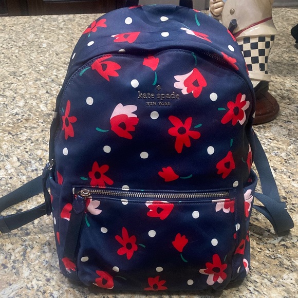 kate spade Handbags - kate spade navy floral polka dot backpack